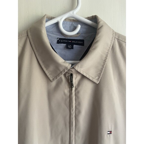 Tommy Hilfiger Men's Vintage Bomber Beige Collared Zip Up Buttons Pockets Size L - Picture 2 of 14